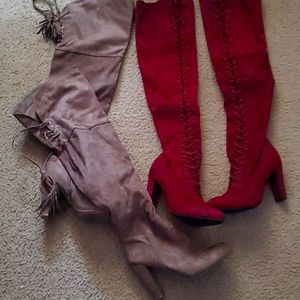 Two pairs of thigh high boots